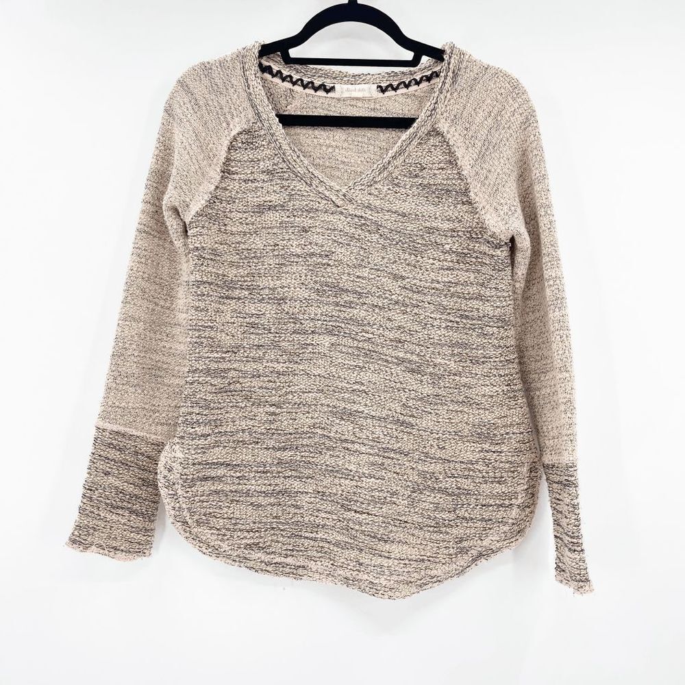 Altar'd State Raglan Marled Sweater Women's Size S Pink Gold Pullover V Neck